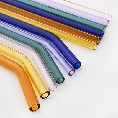 4/8-teiliges Strohhalm-Set aus Borosilikatglas, mehrfarbig, wiederverwendbar, umweltfreundlich, Trinkhalm aus Glas für Cocktails und Smoothies
