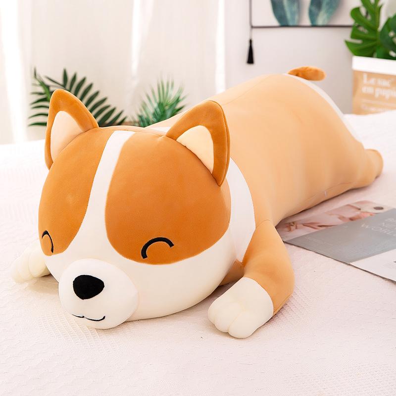 

Corgi big throw pillow girls sleeping rag doll large company boys cute plush toys girls holiday gift 80cm