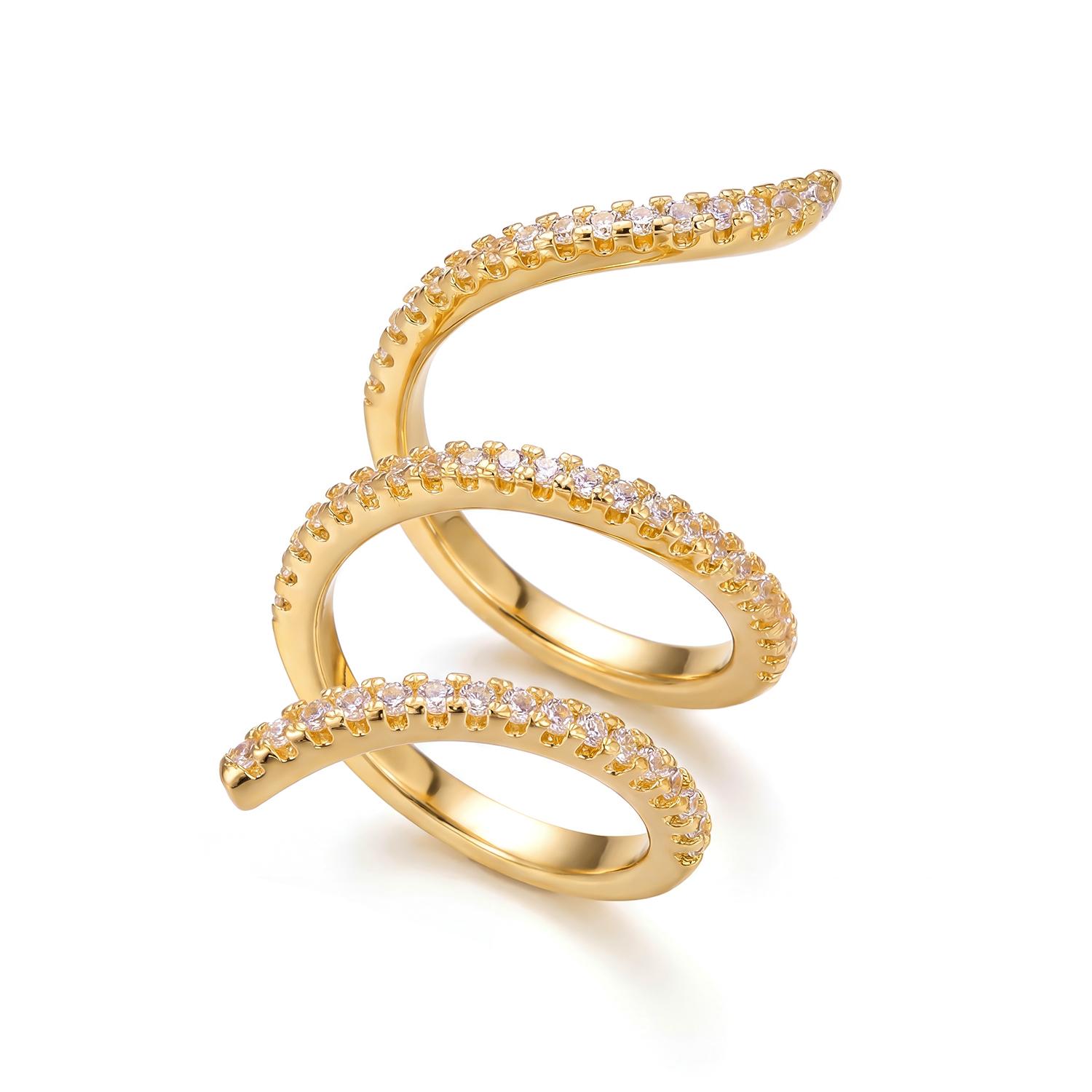 

Trendy Exquisite Spiral Wrap Ring for Women Multilayer Sparkly Crystal Zircon Finger Ring Summer Festival Boho Statement Jewelry 7
