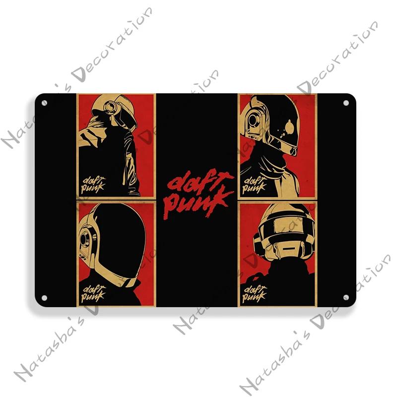 Daft Punk Vintage Poster Rock Music Metal Sign Retro Poster Metal Plaque Pub Bar Club Bedroom Decorative Plate Music Wall Decor