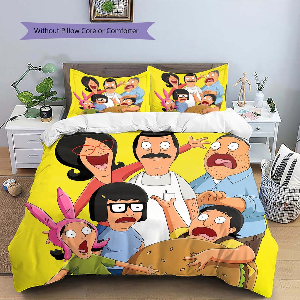 Bob's Burgers Pattern Bedding Quilt Set Home Decoration Gift (1 * Duvet Cover + 2 * Pillowcase Without Core)