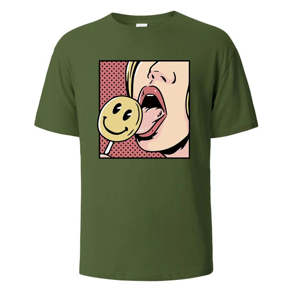 

Lollipop Graphic Printing T-Shirts Breathable Comfortable Summer 100%Cotton Tops For Men Women Basic Fashion O-neck Men Clothing 4XL