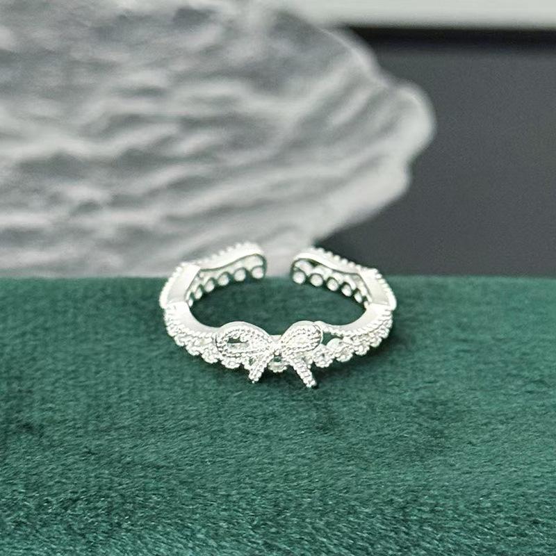 Простое кружевное полое открытое кольцо женское, легкая роскошь, микроинкрустация цирконами, темпераментные сладкие украшения Adjustable opening