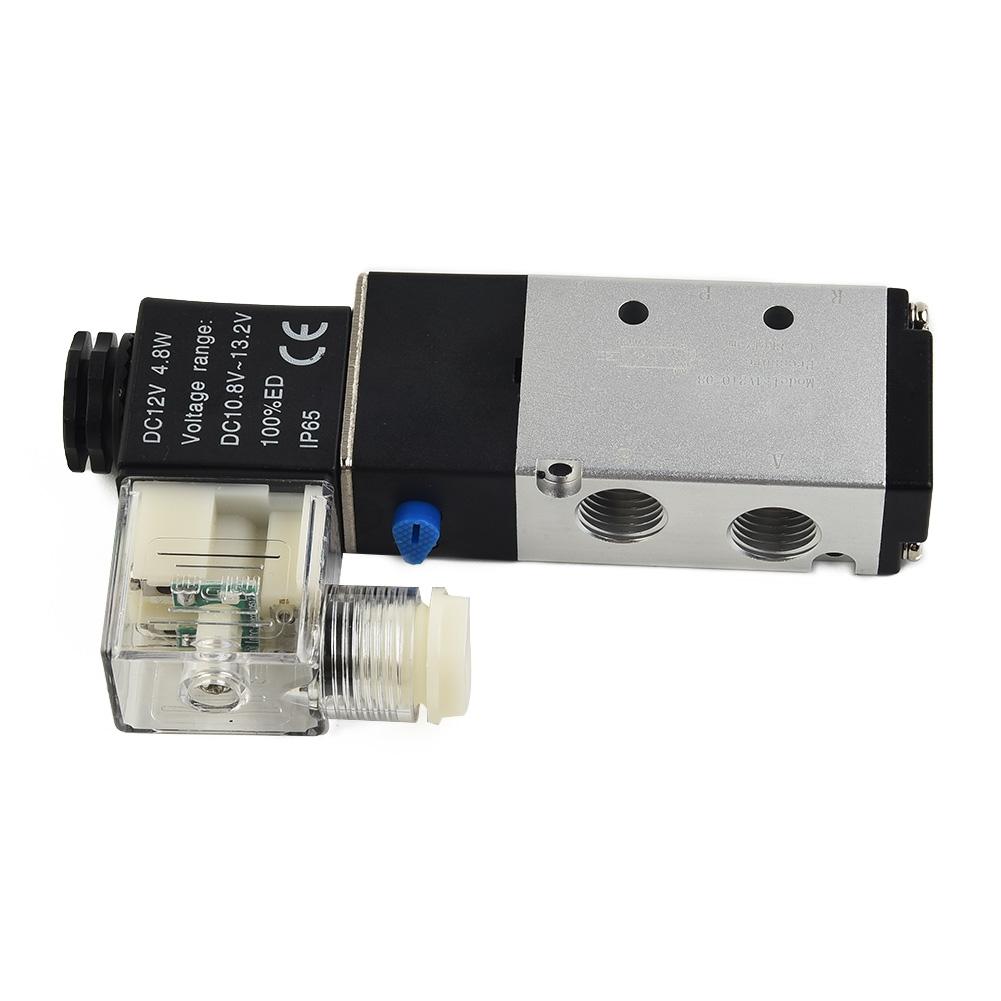 DC 12V 5 Way Pneumatic Electric Solenoid Valve Control Silencers 1/8 UK