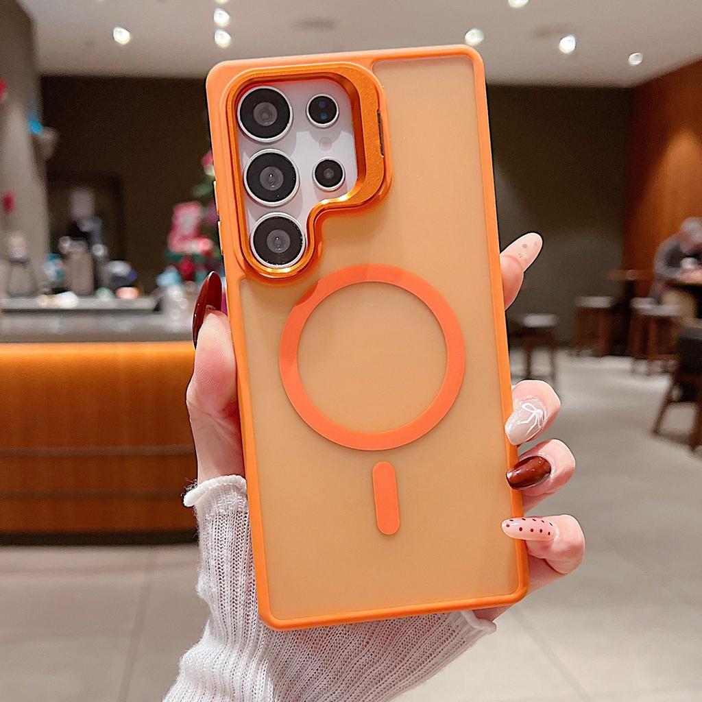 Skin-feel Hardware Lens Holder, Suitable for Samsung S25Ultra Phone Case Anti Drop S24  Magnetic Protective Case