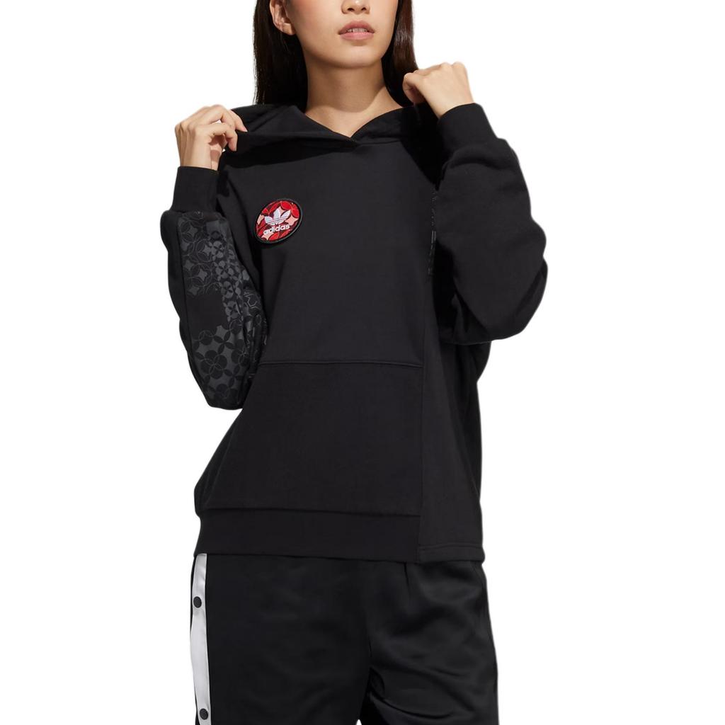 adidas Originals CNY Gerippter Bündchen Pullover Hoodie Damen Hoodies Schwarz HD0338