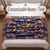 Fish Ocean Theme Soft Blanket Personalized Custom Name Text Print Warm Blanket Home Sofa Bedroom Decor