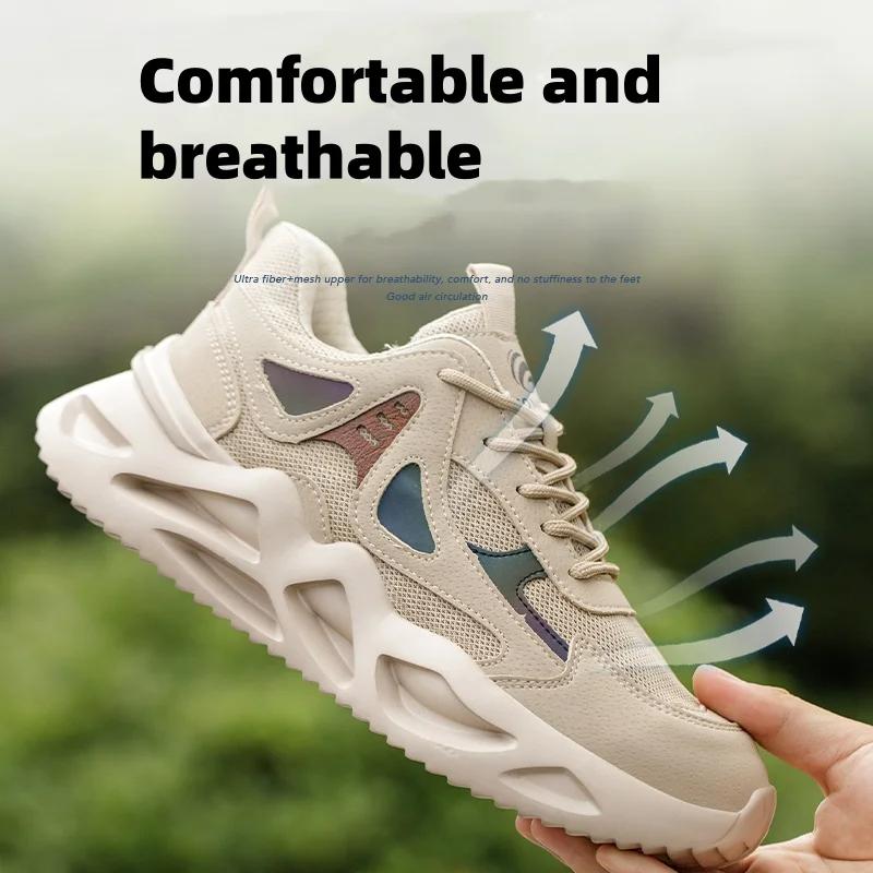 Unisex Work Shoes Lightweight Steel Toe Safety Boots Breathable Anti-Smash Sneakers All-Season Casual Footwear for Exploitation