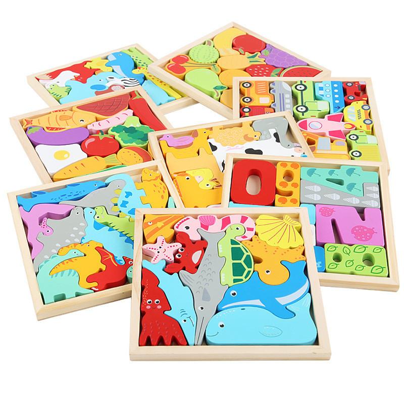 Wooden Ocean Animal Vehicle 3d Puzzle Toy For Kids Brain Development Play Gift