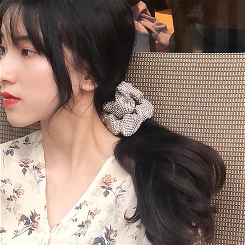 Sparkling Full Rhinestone Hair Tie Scrunchies For Women Girls Party Headdress Hair Accessories Ponytail Elastic Rubber Band