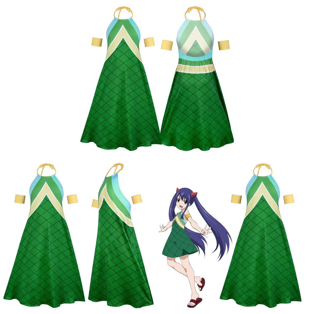 Fairy Tail Wendy Marvell Cosplay Costume For Anime Role Play With Spandex Material For Women