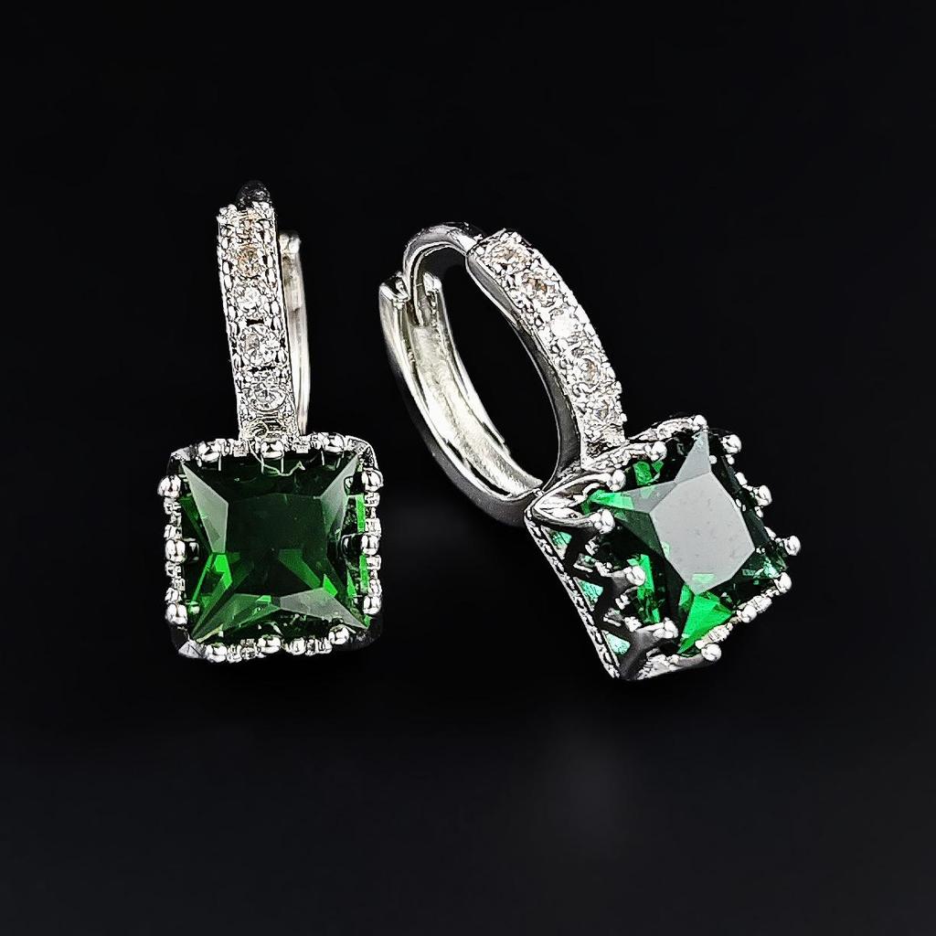 Sweet Zircon Stone Hoop Earrings – Korean Style