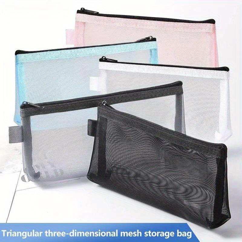 1Pc Simple Transparent Portable Mesh Pencil Case Office Storage Bag Student Pen Bag School Supplies Stationery Bag