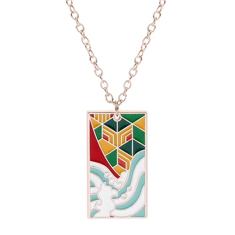 Demon Slayer Anime Enamel Pendant Necklace Unisex Cosplay Jewelry Agatsuma Zenitsu Hashibira Inosuke Character Props