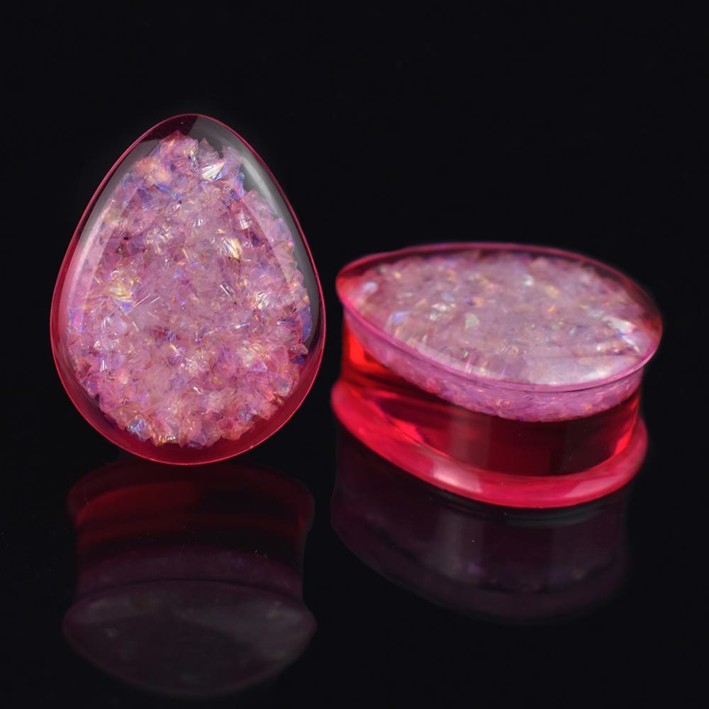 

2 шт. 8-50 мм ушные пробки-туннели калибры каплевидные растягиватели ушей двойные расклешенные пробки украшения для тела для женщин мужчин 10mm розы красного