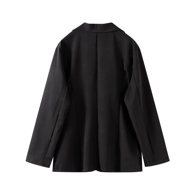 Women Solid Elegant Office Casual Commuting Coat Lapel Long Sleeve Blazer Single Breasted Pockets Jackets Spring Autumn Thin Fashion Overcoat
