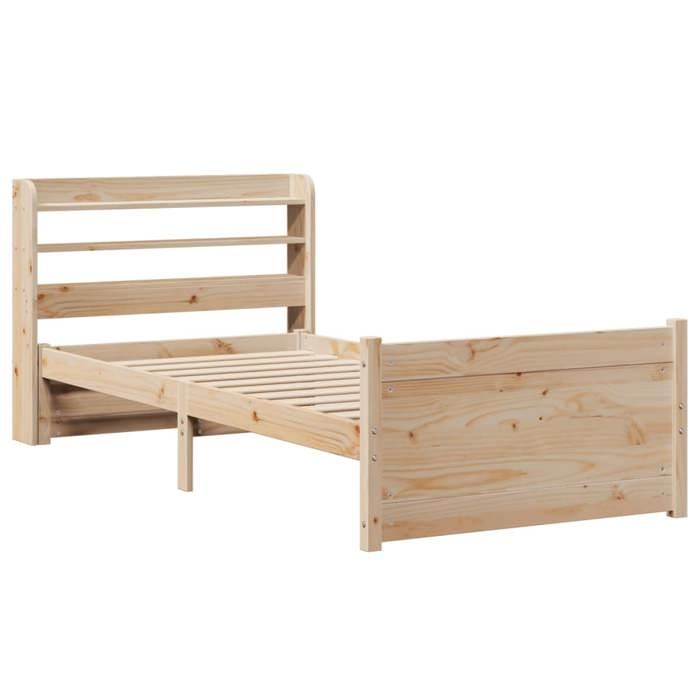 VidaXL Bed Frame with Headboard 75x190 Cm Solid Pine Wood, Bed, Solid Wood Bed Frame, Bedroom Furniture At 3306746
