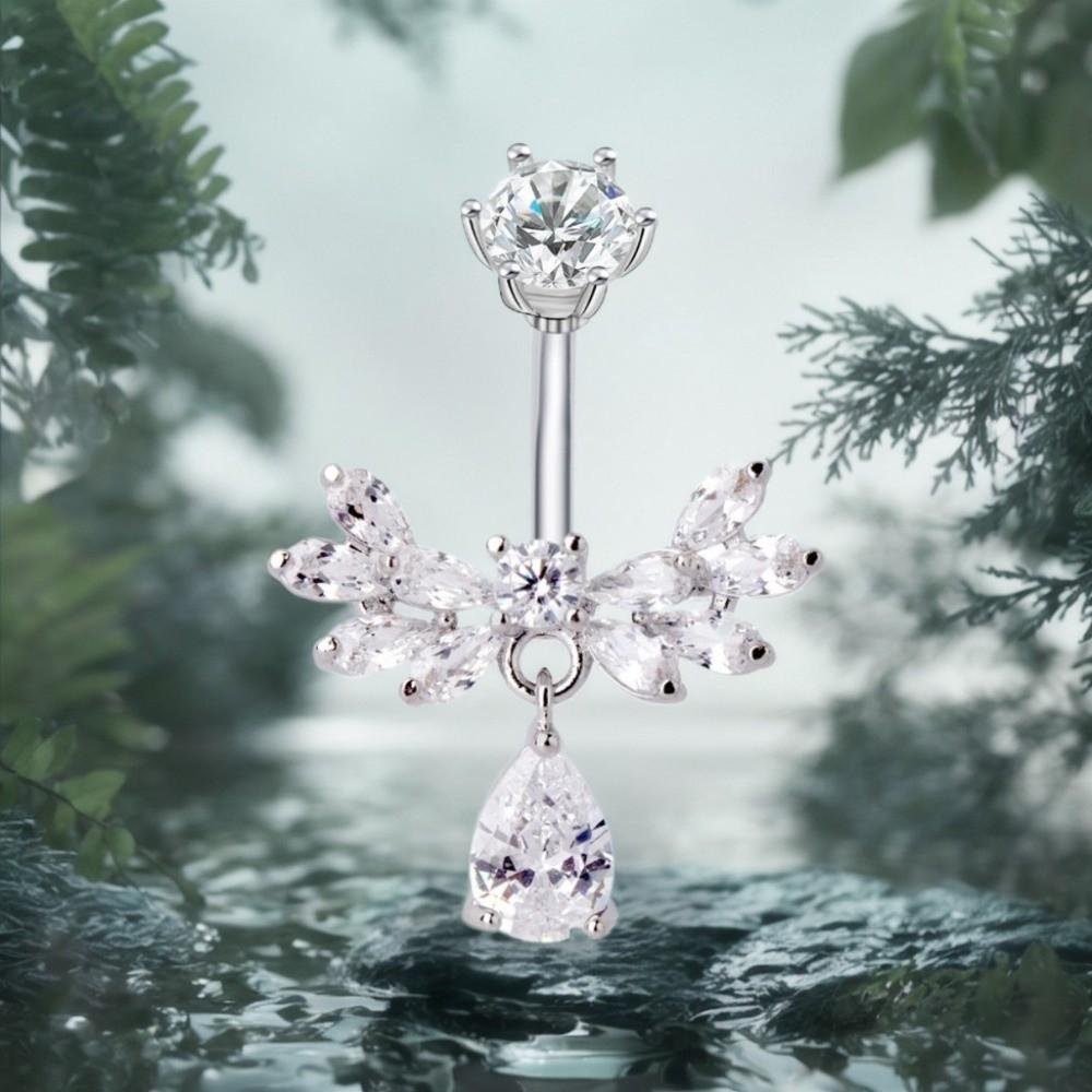Anneau de nombril design papillon zirconium Anneau de nombril scintillant Piercing de nombril ailes mode Femmes