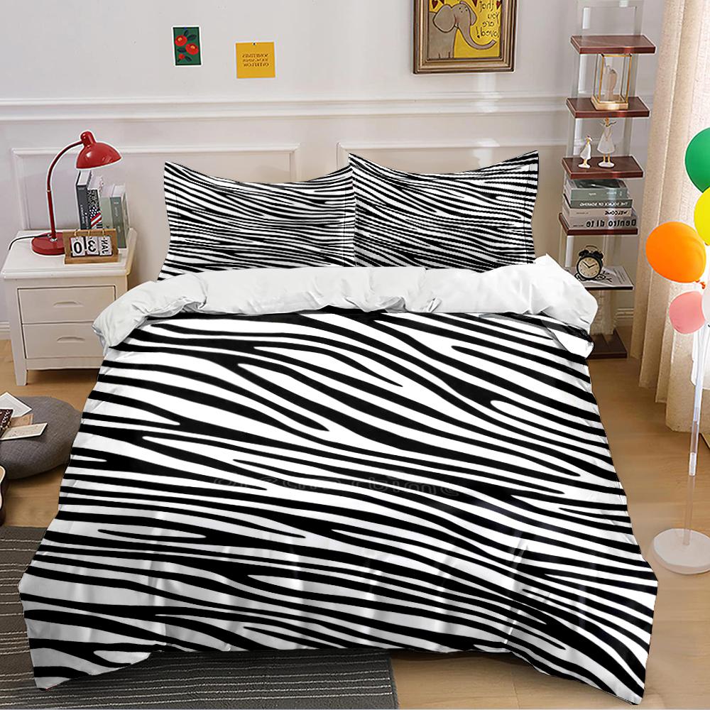 Zebra Stripe Black and White Bedding Set Bedding set (1 duvet cover, 2 pillowcases, duvet not included)