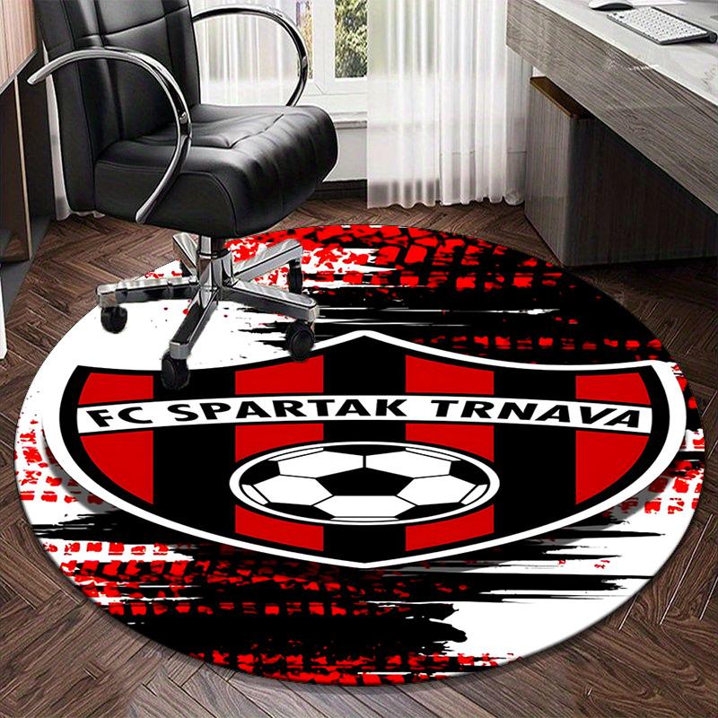 1PC round rug Star Soccer Emblem Printed Round Area Rug ,Rug For Home Office, Round Chair Rug, Decorative Carpet Fan gifts Christmas gift