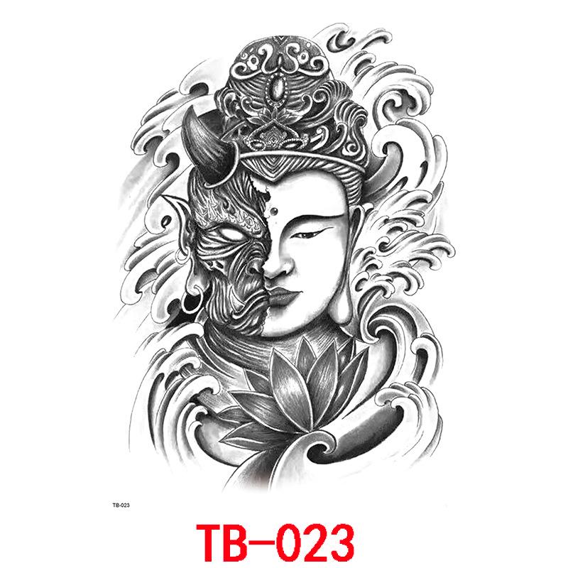 Tatuaj Autocolant Impermeabil Spate Complet, Tatuaj Autocolant Spate Complet Gheișă Carp Koi Imagine Mare Personaj Zhao Yun Guan Yu Tatuaj