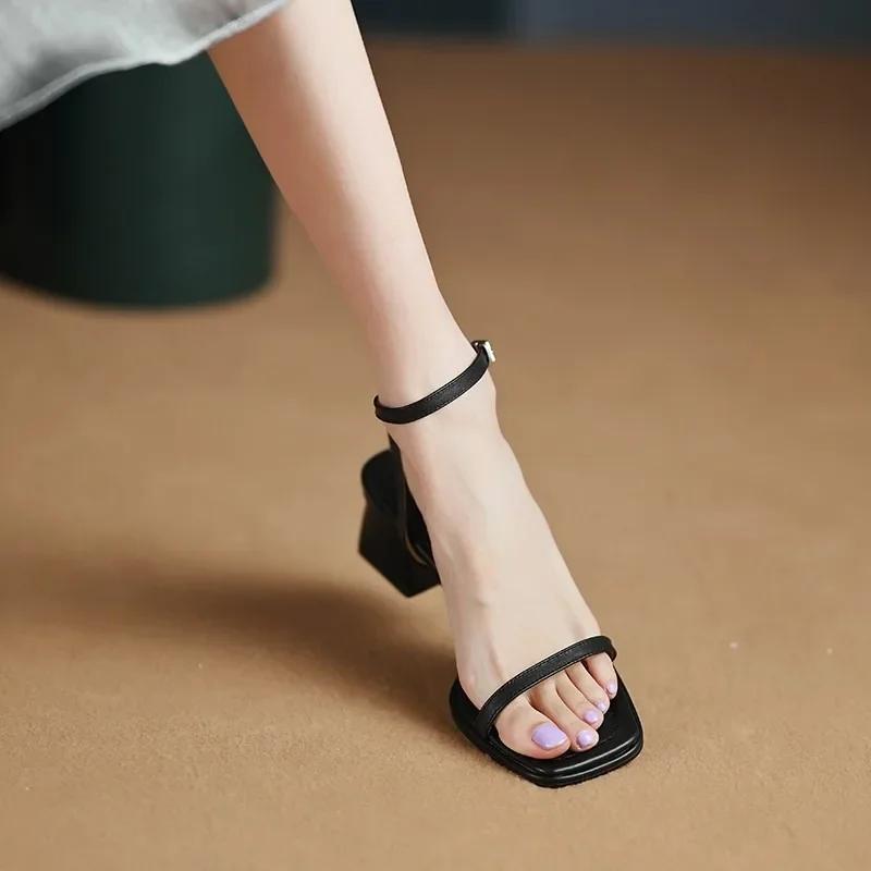 Sandals Woman Summer chunky heels 2024 Gladiator Open Toe Beach Flats Footwear