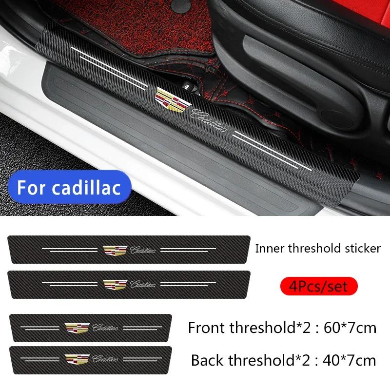 Leather Car Door Sill Protector Sticker Threshold Decals for Cadillac Seville XT4 CT4 CT5 ATS SLR STS EXT CTS XTS Escalade Coupe