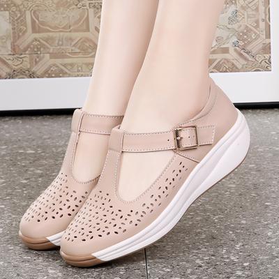 Damen Sandalen Sommer Mary Jane Strandschuhe Geschlossene Zehen Keilabsatz Lässig Walking Plateau Sandalen für Mädchen Übergröße