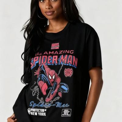Spider Man Marvel Comic T Shirt Women Men Cotton Graphic Tee Superhero Print Streetwear Oversized Casual Top Summer New Y2k