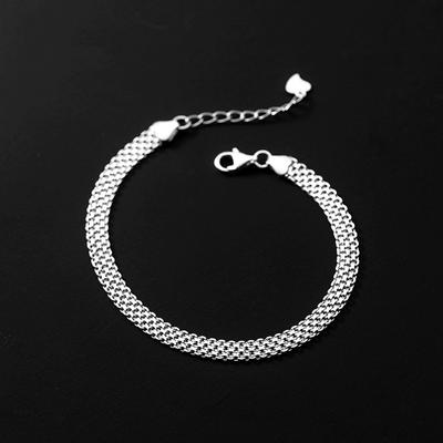 S925 Sterling Silver Cold Style Wide Chain Bracelet for Women Korean Simple Temperamental High-Grade Pure Necklace Bracelet
