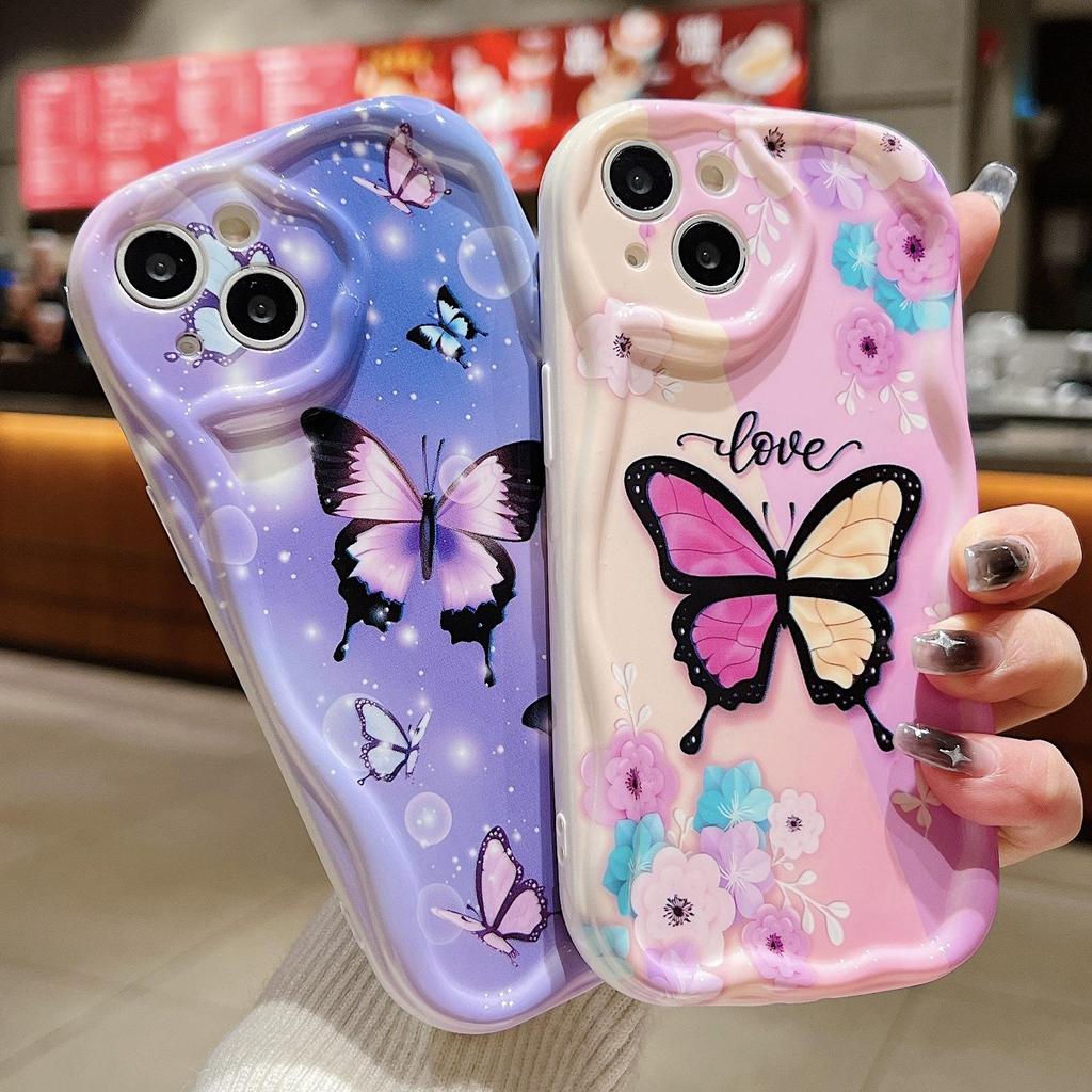 Custodia in silicone carino per Vivo V23E V27 V25 Oppo A78 A58 A38 Infinix Hot 30i 40i Xiaomi Redmi Note 12 11 Pro Funda Farfalla Fiore Cover morbida TPU paraurti