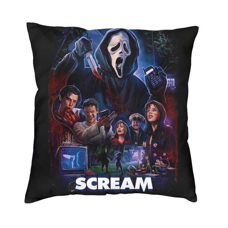 Scream Ghostface Dekokissenbezug, Schlafzimmerdekoration, Halloween-Horrorfilm-Kissen für Sofa, quadratischer Kissenbezug Dakimakura