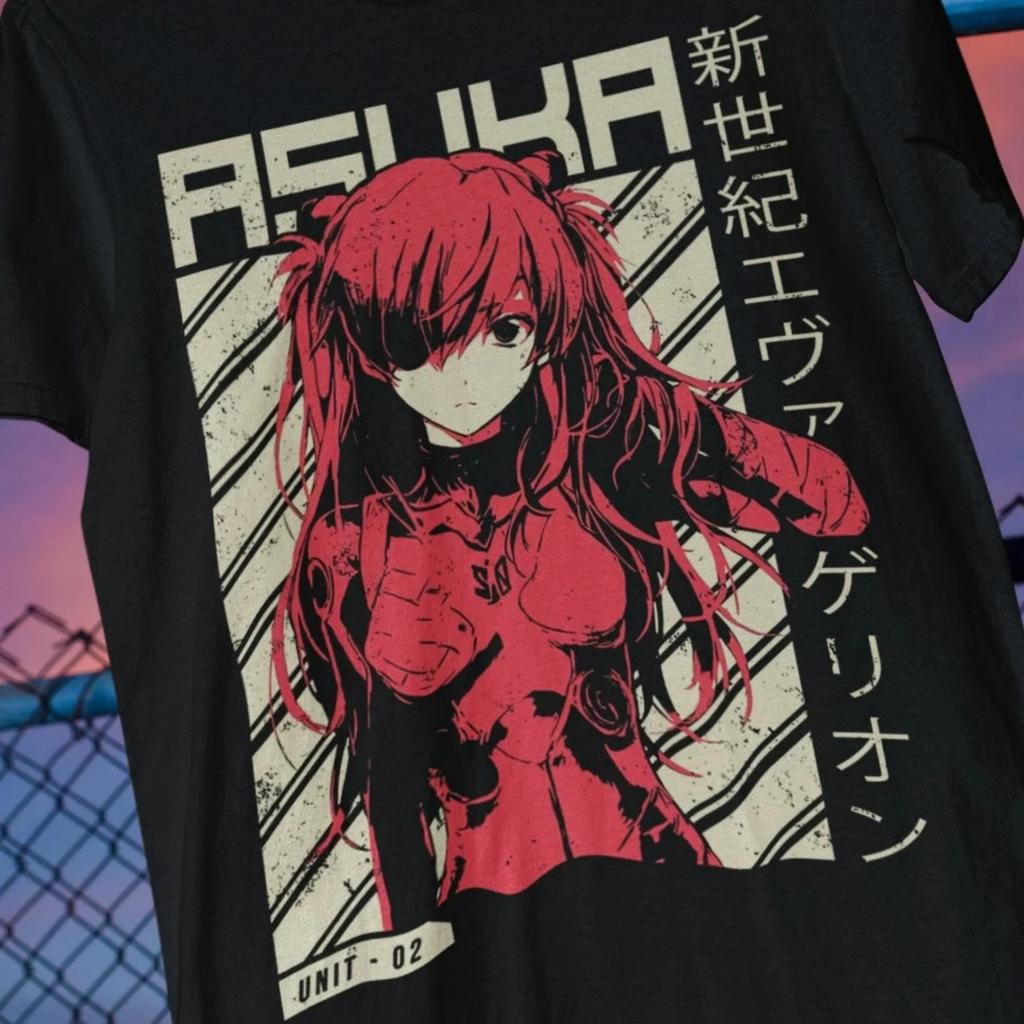 2026 New Evangelion Shirt, Asuka Langley Parent-child T-Shirt, Rei, Shinji Nerv Eva Aesthetic Manga Streetwear Anime Gift Unisex