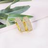 Paved Clear Stone Huggie Hoop Earrings for Women Elegant Gold Tone Earrings for Daily Party and Wedding Jewelry