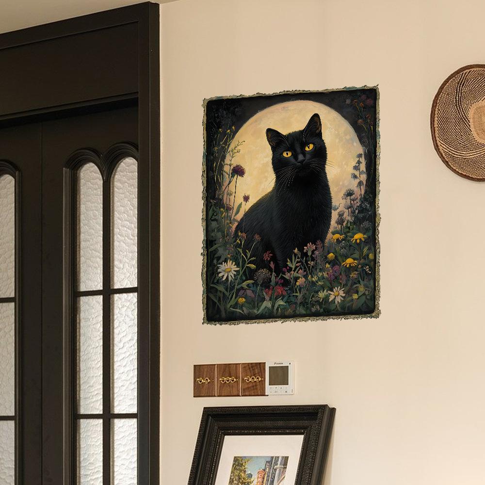Vintage Olieverf Kat Poster Muursticker Zelfklevend Verwijderbaar voor Slaapkamer Woonkamer Achtergrond Huisdecoratie