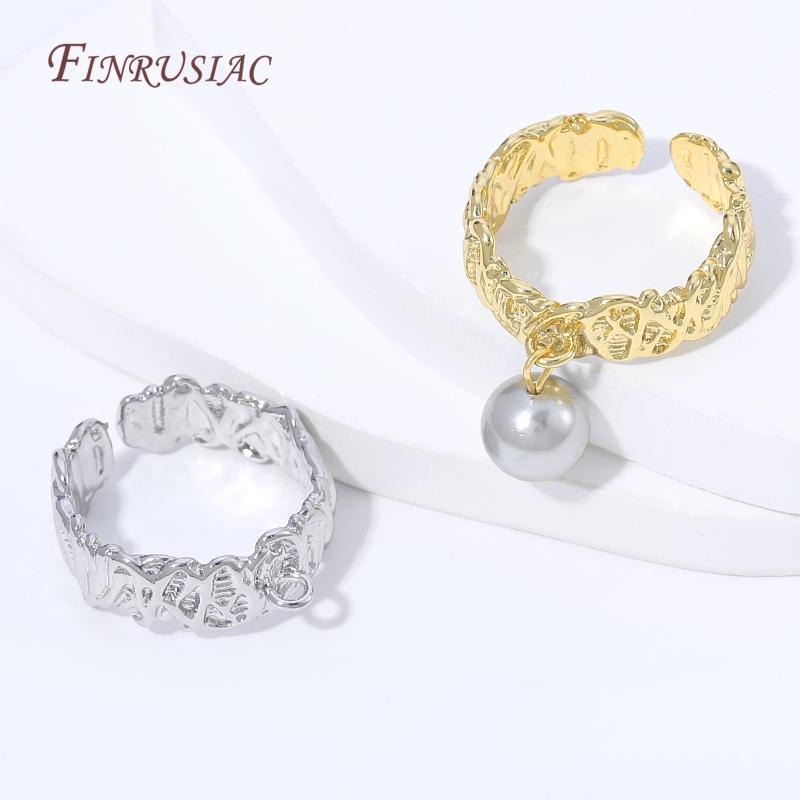 18K Gold Plated Open Adjustable Ring Blank Base,Brass Ring Setting with Loop,DIY Jewelry Making Components For Charm Pendant