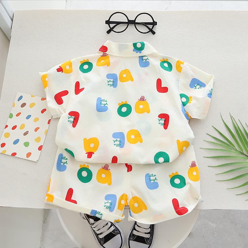 Children's Clothes Printed T-shirt Summer Sets Boys Short Sleeve Suit Baby Shirt and Shorts 2 Piece Set