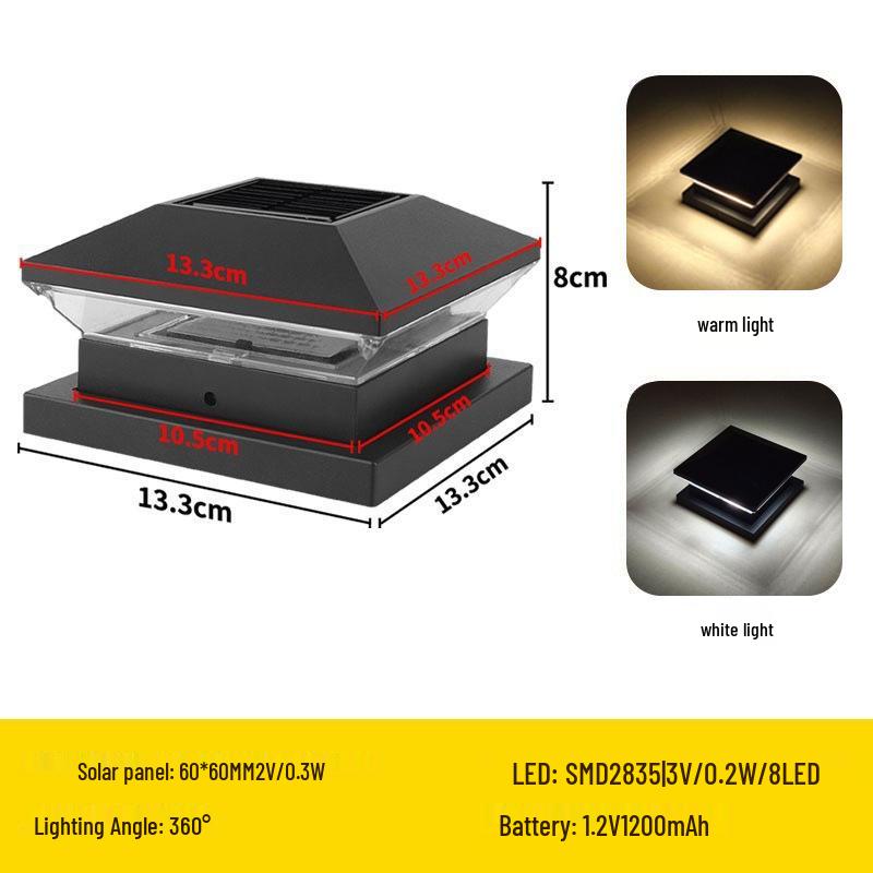 Dual Color Solar LED Garden Pillar Light for Courtyard and Fence