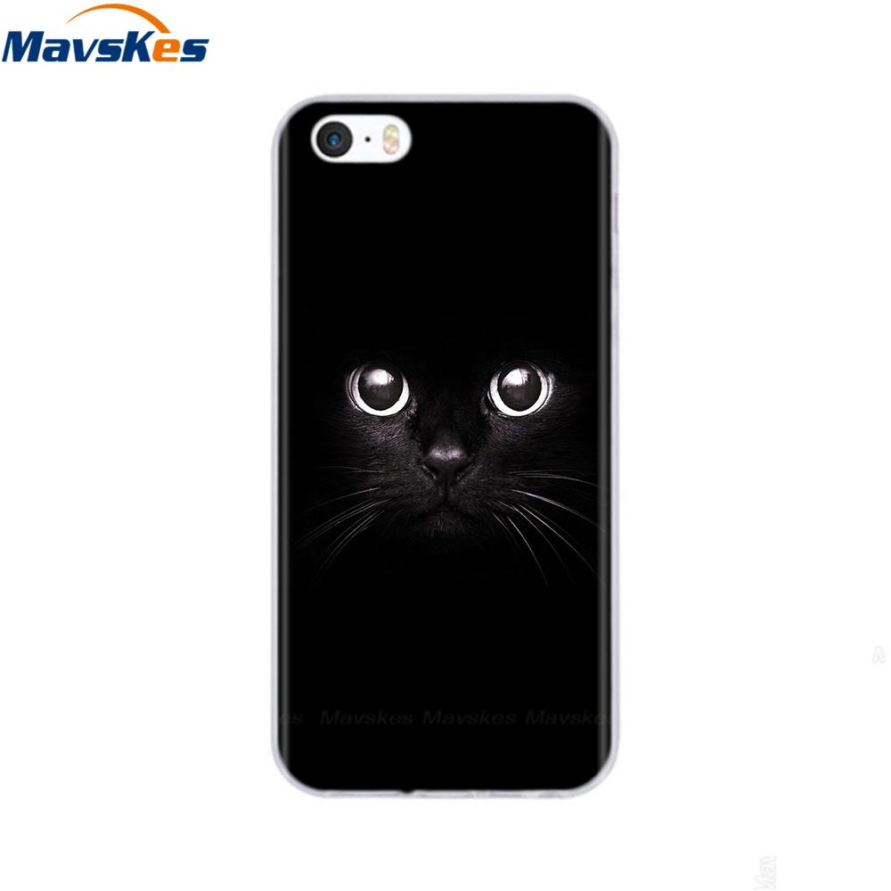 soft tpu case for iPhone 4 4s 5 5s SE 6 6s cute cartoon cat flower fashionable silicone phone case cover full protective coque