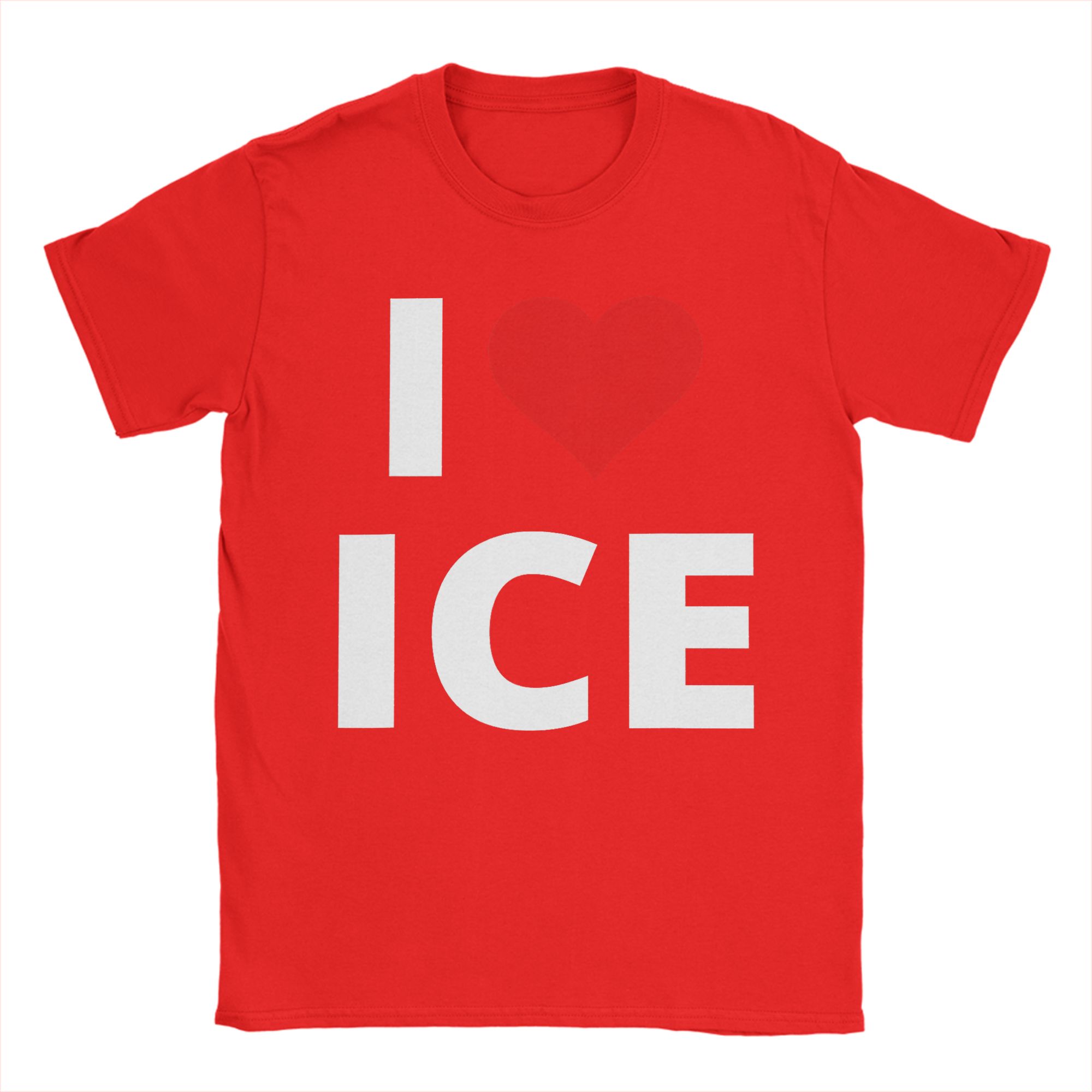 

I Love Ice with A Red Heart Mens T Shirt Vintage Tee Shirt Short Sleeve O Neck TShirts Cotton Plus Size Tops S