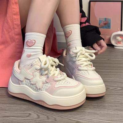 Pink Flower Board Shoes Children Spring and Autumn New Ins Trendy Versatile Casual Student White Shoes