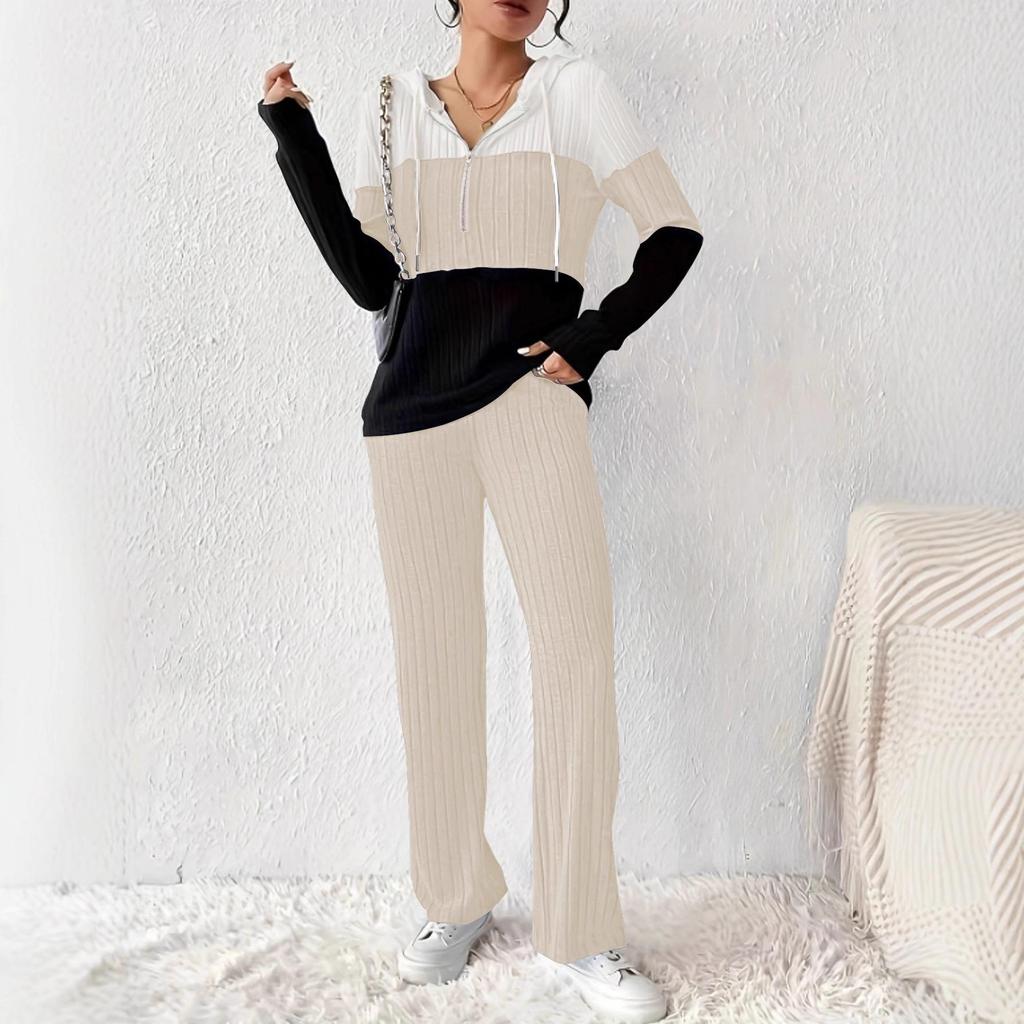 TUME Autumn/Winter Color Block Hoodie & Pants Set - Casual Fashion Two-Piece