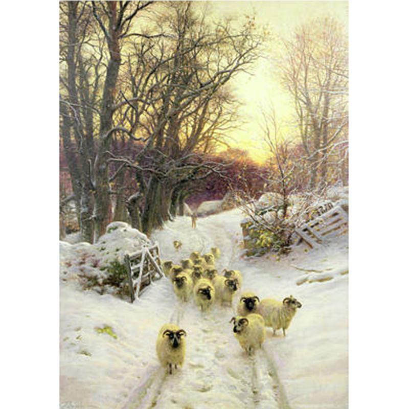 

5D Diy Алмазная картина Овцы в снегу Алмазная вышивка Крестом Домашний декор Подарки ручной работы