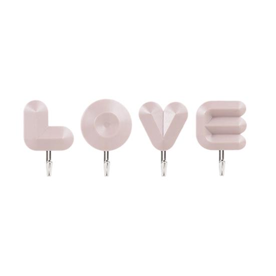 4Pcs/Set Letter Wall Decor Hooks Wall Mounted Love Hooks Waterproof Adhesive Bathroom Hooks for Entrance Bedroom Living Room