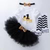 Baby Girl's 1st Birthday 4-Piece Outfit: Lettered Tee, Princess Skirt & Socks