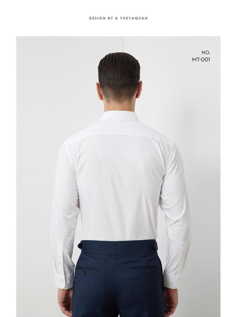 Wrinkle-Free Men's Slim-Fit Cotton Stretch Shirt, Spring/Autumn Business Style, Long Sleeve