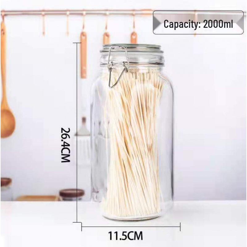 Glass Storage and Pickling Jar with Buckle Seal for Wine, Tea, Honey, and Jam