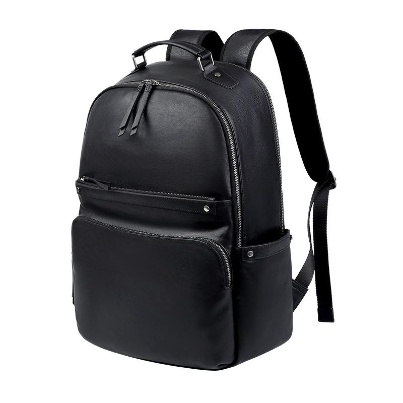

Повседневный рюкзак из натуральной кожи, модный и трендовый, вместительный, школьный рюкзак, дорожный мужской рюкзак чёрный