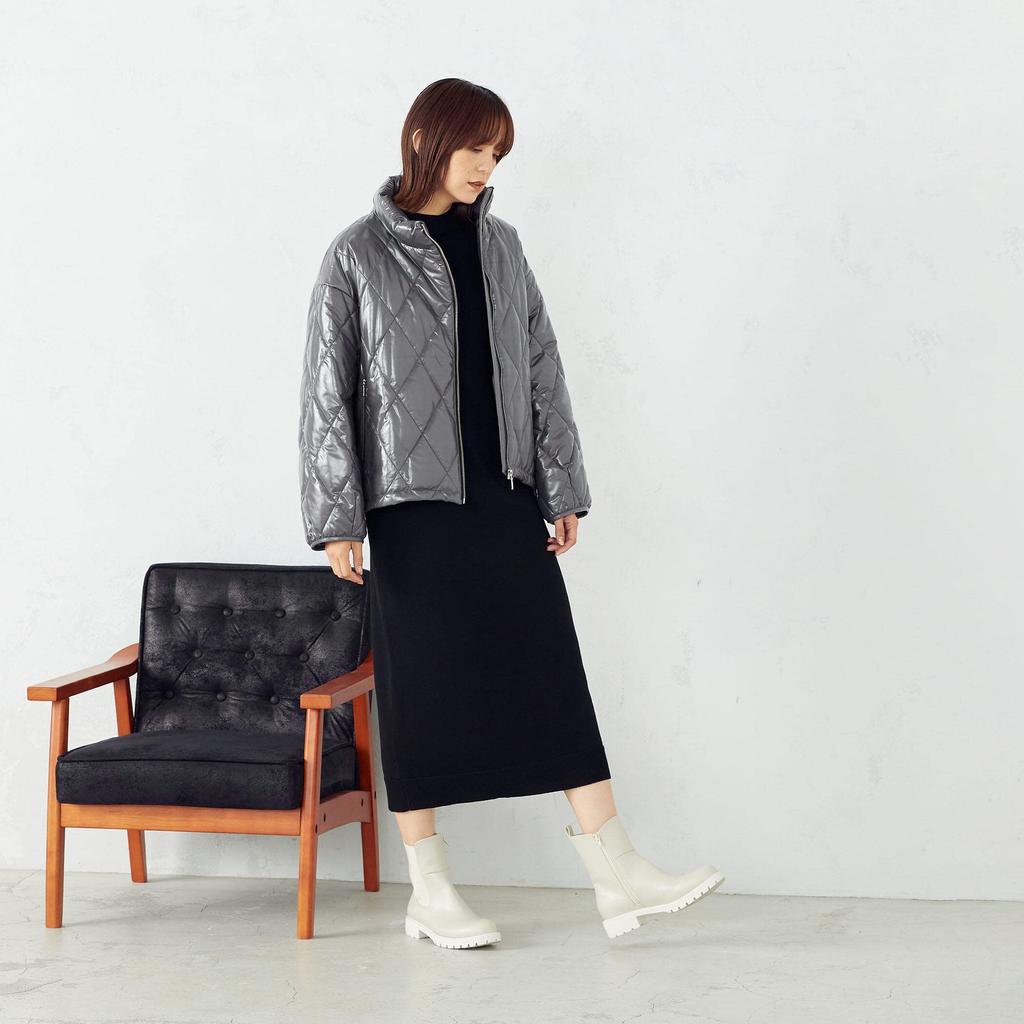 Comme Ca Ism Quilted Coat M Charcoal 12-25MC01-203