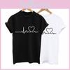 T-shirt alla moda con stampa a cuore per donna, realizzata in morbido e confortevole materiale poliestere